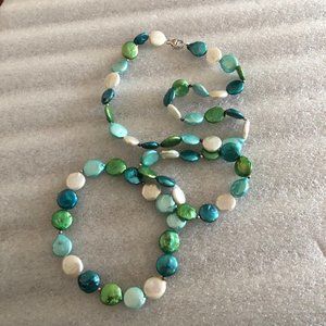 Signed LUC 925 Silver Colors of the Sea Pearl Necklace